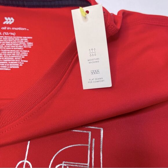 All in Motion Boys Tagless Red Athletic Shirt With Moisture Wick Size L NEW! - Picture 5 of 6